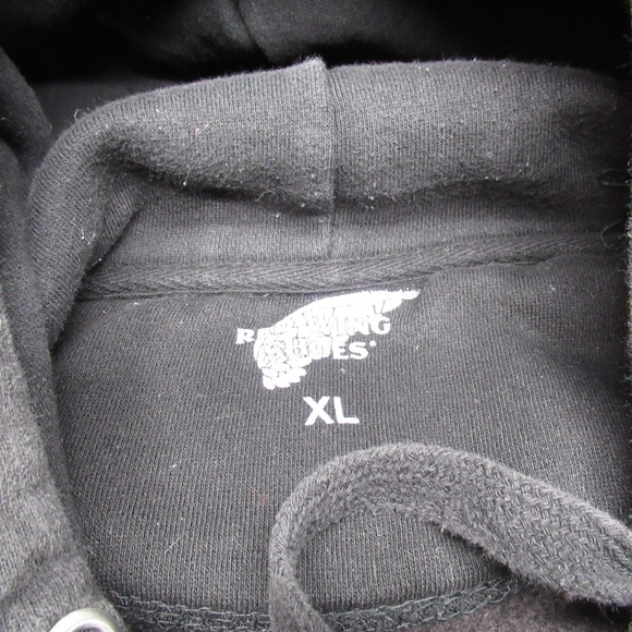 Red Wing Shoe Hoodie Mens XL Black Graphic Sweatshirt Fleece Lined Heavy LOGO - Picture 3 of 9